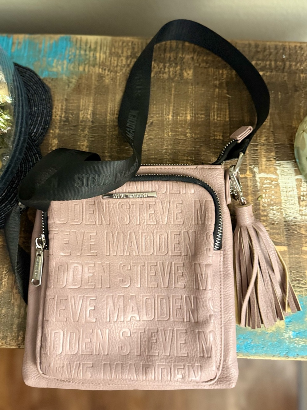 Steve Madden Light Mauve Crossbody Bag with Tassel Accent